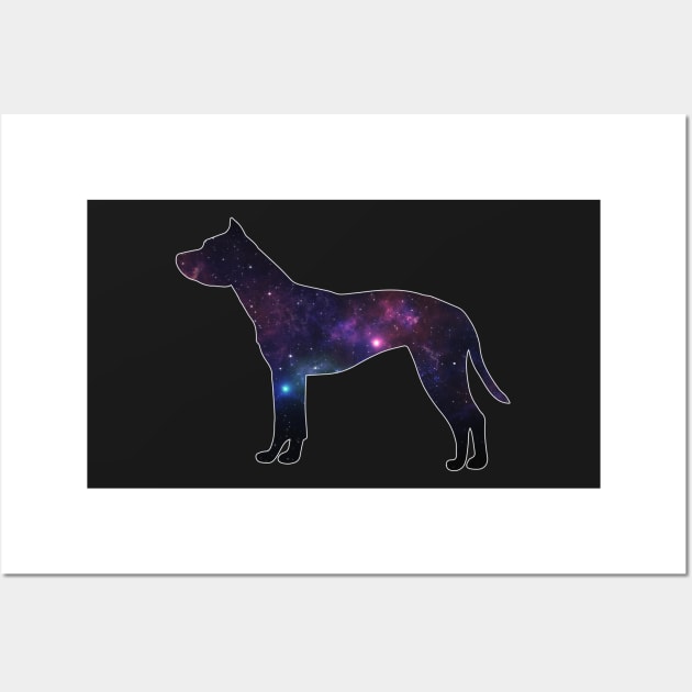 Galaxy American Pit Bull Terrier Silhouette Wall Art by doglovershirts